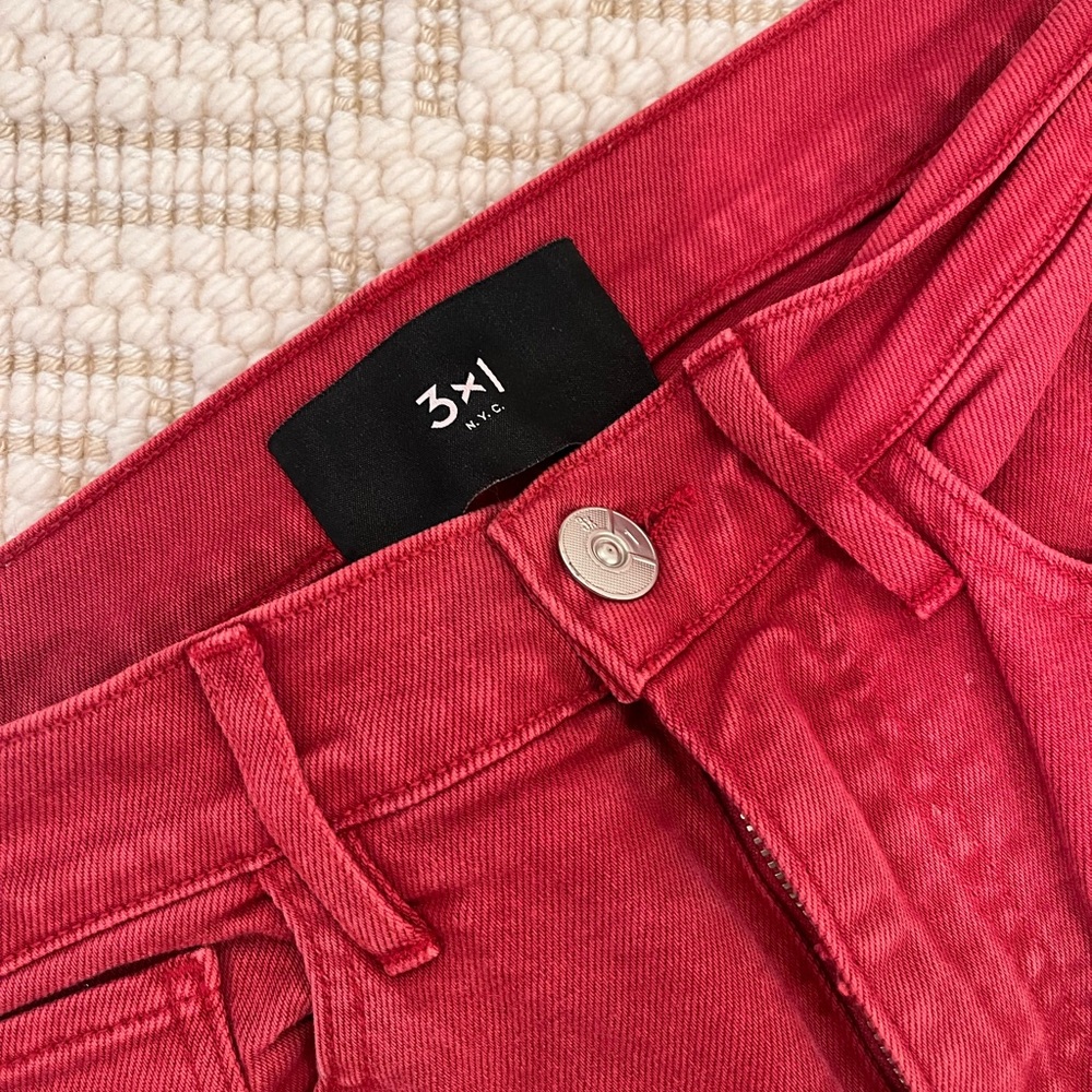 3x1 Stevie Cropped Straight-leg Jeans In Red